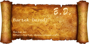 Bartek Dezső névjegykártya